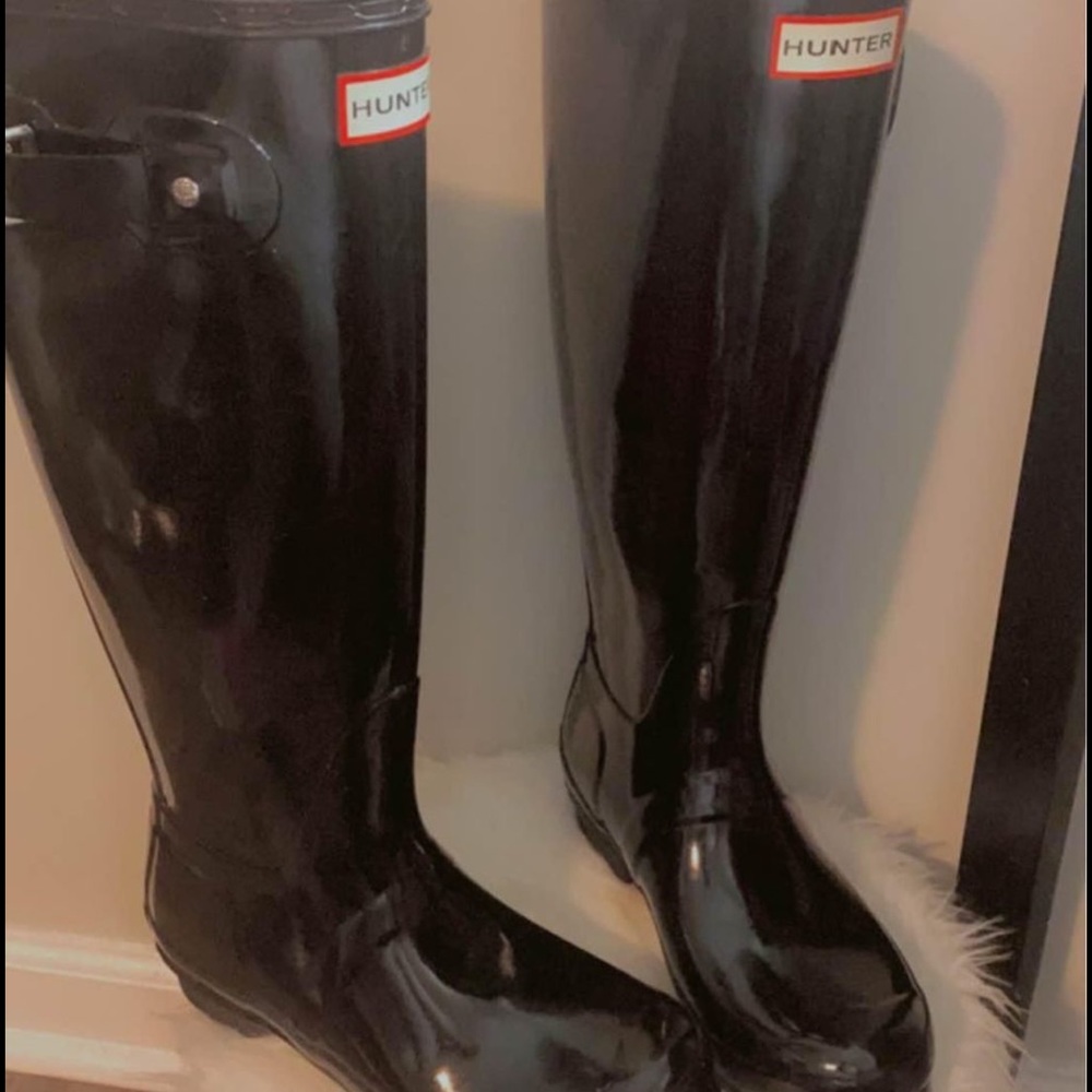 HUNTER rain boots gloss black